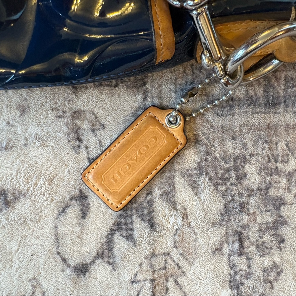 Coach Glossy Blue and Tan Shoulder Bag - Picture 4 of 6